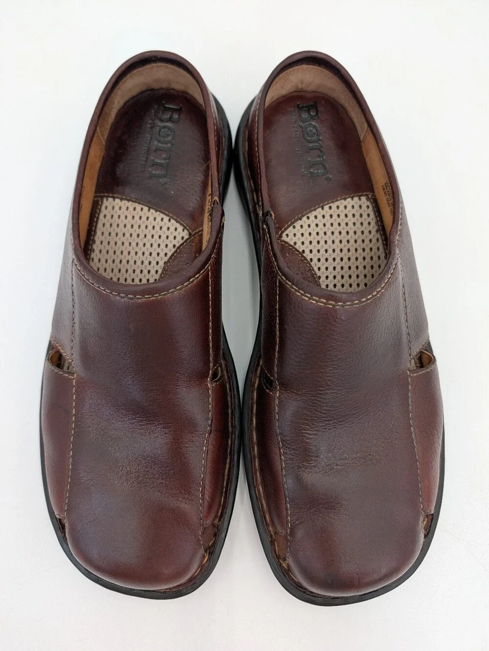 Born Size 10.5 Men's Brown Genuine Handmade Leather Loafer Sandals